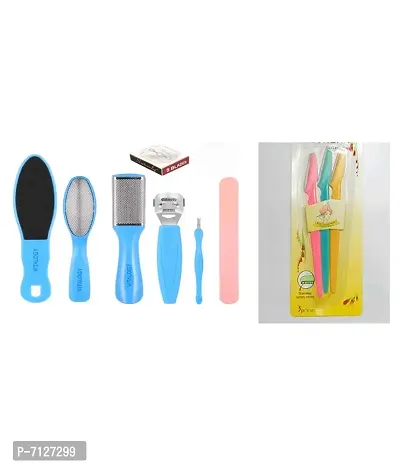 Essential Pedicure Kit Foot Scrubber For Dead Skin Callus Remover Foot Scraper Foot File Pitchfork Filer For Nail Repairnbsp; With Tinkle Eyebrow Razor-thumb0