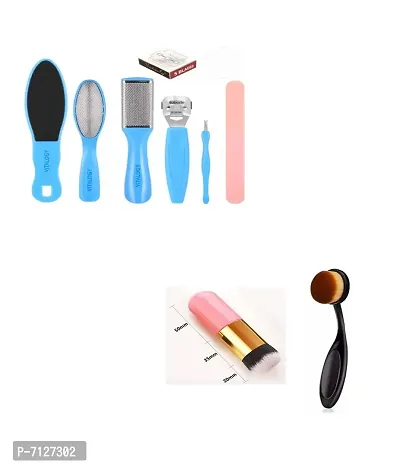 Essentialnbsp;Pedicure Kit Foot Scrubber For Dead Skin Callus Remover Foot Scraper Foot File Pitchfork Filer For Nail Repairnbsp; With Foundation Brush  Oval Brush