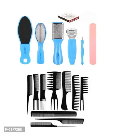 Essential nbsp;Pedicure Kit Foot Scrubber For Dead Skin Callus Remover Foot Scraper Foot File Pitchfork Filer For Nail Repairnbsp; With 10 Pc Comb Set