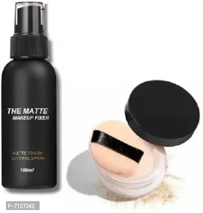 The Matte Finish Spray Fixer With Oil Free Matte Finish Loose Powder Combo Kitnbsp;nbsp;2 Items In The Set