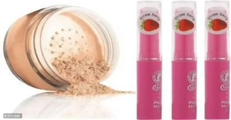 Professional Master Fix Long Wear Fixing Loose Powder With 3Pc Pink Magic Lip Gloss-thumb0