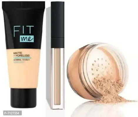 Professional Makeup Base Foundation  Liquid Concealer And Makeup Loose Powdernbsp;nbsp;3 Items In The Set-thumb0