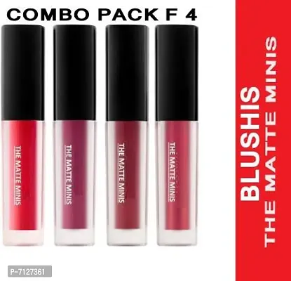 Waterproof Long lasting Sensational Liquid Matte Mini Lipstick Combo Pack Of 4 Red Purple Maroon And Magenta Color Shadenbsp;nbsp;Multicolor 24 Ml-thumb0