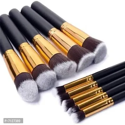 Professional 10 Piece Black Color Face And Eye Makeup Brush Setnbsp;Pack Of 10