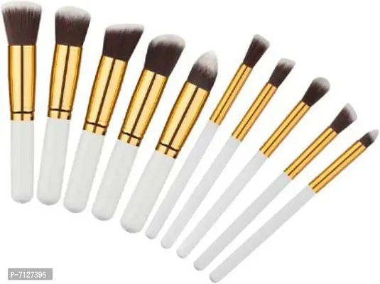 10 Pieces Professional Foundation Blending Blush Eye Face Liquid Powder Cream Cosmetics Makeup Brushes Kit Whitenbsp;nbsp;Pack Of 10