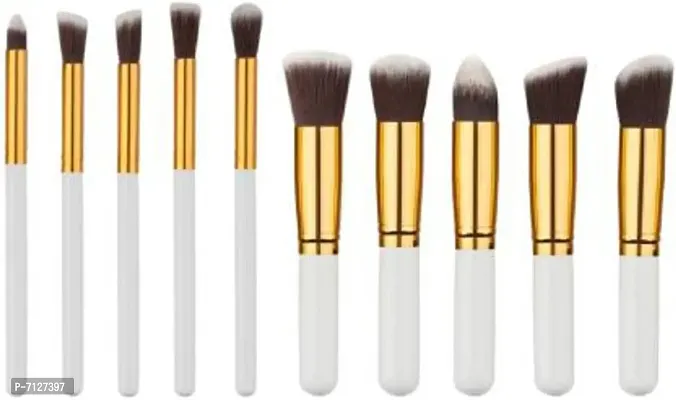 Professional 10 Piece White Color Face And Eye Makeup Brush Setnbsp;Pack Of 10