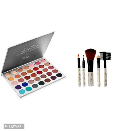 Eyeshadow Palette And Shimmer Waterproof Color For Girls 35 Colornbsp; With 5 Pc Makeup Brush