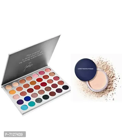 Eyeshadow Palette And Shimmer Waterproof Color For Girls 35 Color&nbsp; With 1 Pc Loose Powder-thumb0