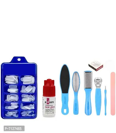 Fake Acrylic Artificial Nails With Glue Whitenbsp;nbsp;Pack Of 100 And 7 Pc Pedicure Kit