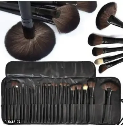 Professional Wood Make Up Brushes Sets With Leather Storage Pouch  (Pack of 24)