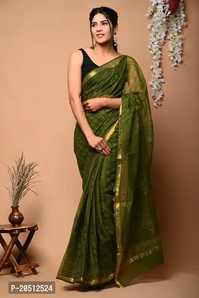 Stylish Women Chanderi Silk Saree with blouse Piece