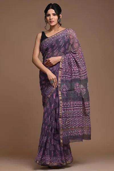 Stylish Women Chanderi Silk Saree with blouse Piece