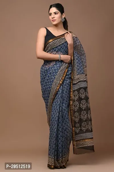 Stylish Women Chanderi Silk Saree with blouse Piece