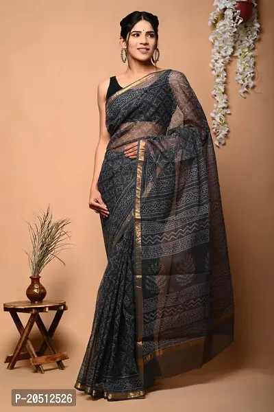 Stylish Women Chanderi Silk Saree with blouse Piece-thumb0