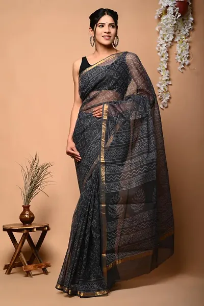 Stylish Women Chanderi Silk Saree with blouse Piece