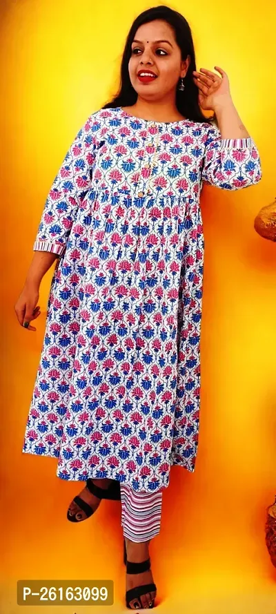 Aliya-Cut Rayon Floral Print Sequenced work Kurta Set-thumb2