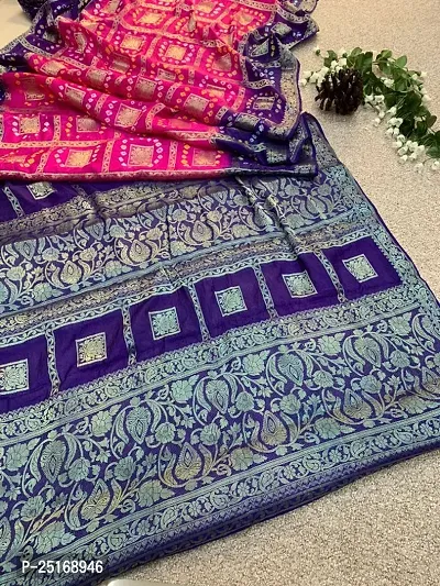 Handmade Bandhani Art Silk Saree With Blouse Piece-thumb0