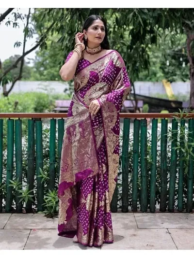 Handmade Bandhani Art Silk Saree With Blouse Piece