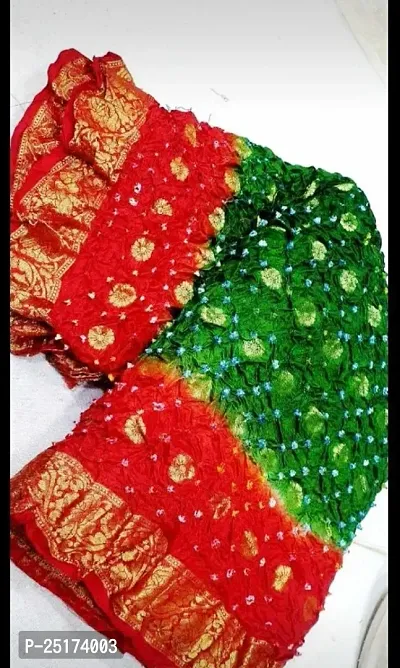 Handmade Bandhani Art Silk Saree With Blouse Piece