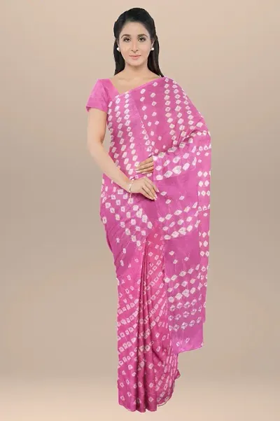 Handmade Bandhani Art Silk Sarees With Blouse Piece