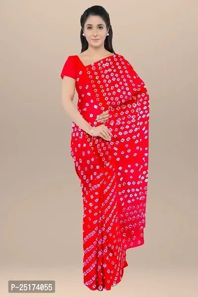 Handmade Bandhani Art Silk Saree With Blouse Piece