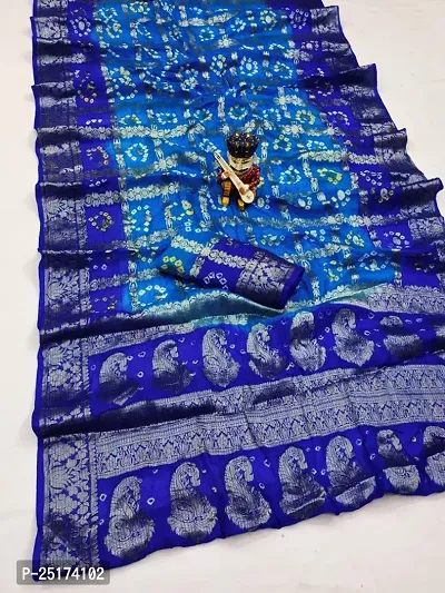 Handmade Bandhani Art Silk Saree With Blouse Piece