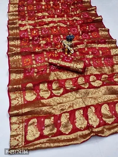 Handmade Bandhani Art Silk Saree With Blouse Piece