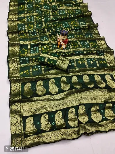 Handmade Bandhani Art Silk Saree With Blouse Piece