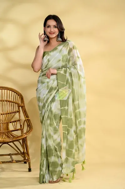 Crepe Silk Printed Sarees with Blouse Piece