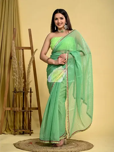 Partywear Georgette Embellished Sarees With Blouse Piece