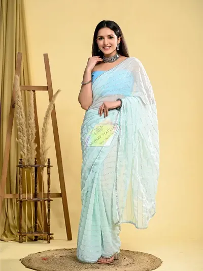 Georgette Printed Sarees With Blouse Piece