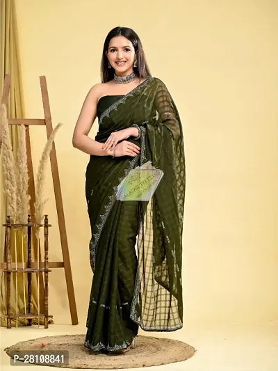 Pure Georgette Partywear Saree With Blouse Piece-thumb0