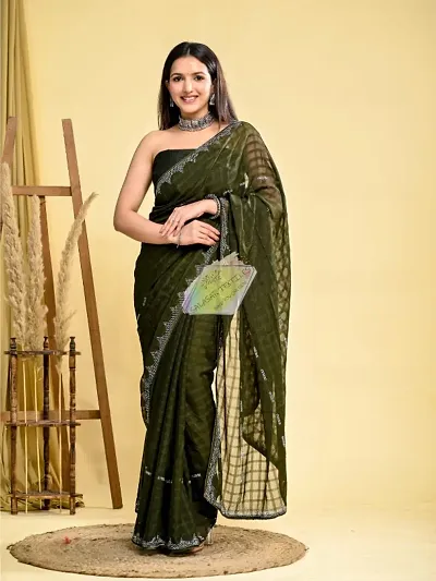 Pure Georgette Partywear Saree With Blouse Piece