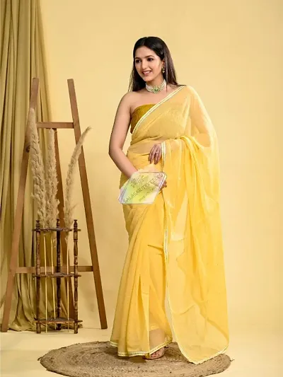 Partywear Georgette Embellished Sarees With Blouse Piece