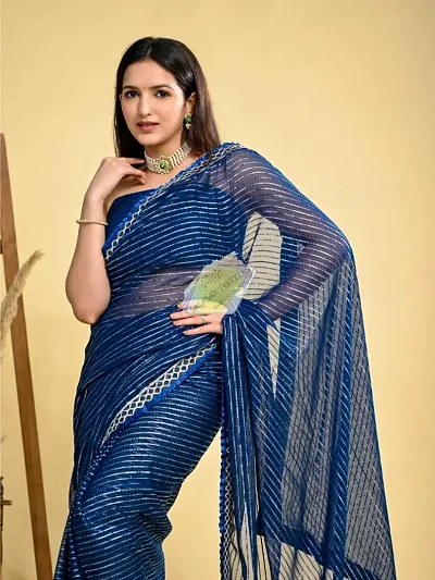 Pure Georgette Partywear Sarees With Blouse Piece