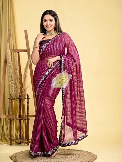 Pure Georgette Partywear Sarees With Blouse Piece