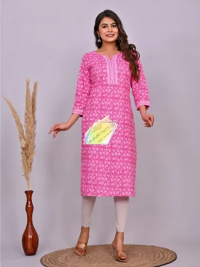 Stylish Cotton Printed Straight Kurtis