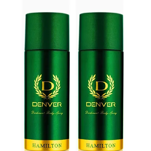 DENVER Hamilton Deodorant for Men - 165ML Each (Pack of 2) | Long Lasting Deo Body Spray for Men