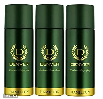 DENVER Hamilton Deodorant - 165ML Each (Pack of 3)| Long Lasting Deodorant Spray for Men-thumb0
