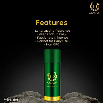 DENVER Hamilton Deodorant - 165ML Each (Pack of 3)| Long Lasting Deodorant Spray for Men-thumb2