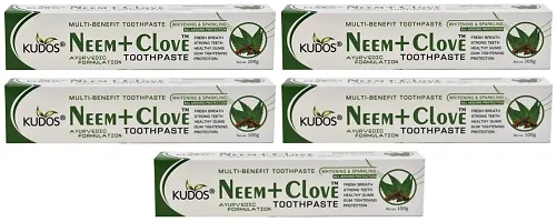 Kudos Ayurveda Neem + Clove Toothpaste (100gm, Pack of 5)