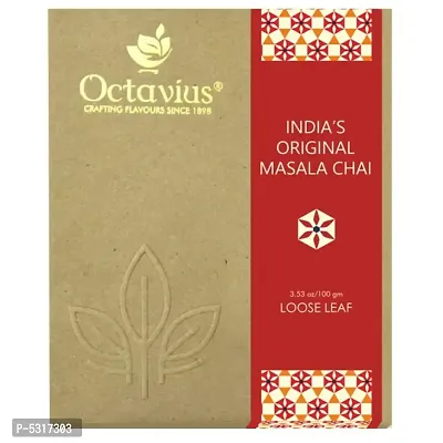 Octavius Indian Masala Chai Loose Leaf Tea (40 Cups) Perfect Blend of Black Tea, Cinnamon, Cardamom, Cloves  Black Pepper - 100 Gms (Pack of 1)-thumb0