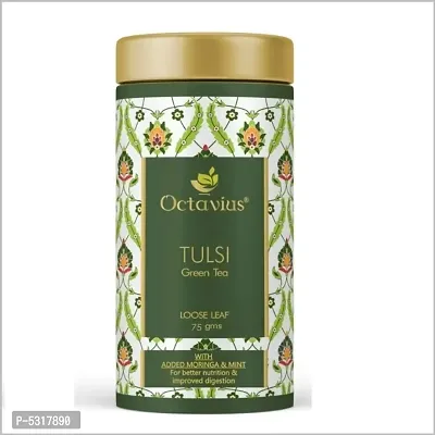 Octavius Moringa, Tulsi  Mint Green loose leaf tea - 75 Gms (35 Cups) | Superior Loose leaf Flavour Experience | Immune Boosting Herbs Rich in Antioxidants| All Natural Blend |No artificial flavors |
