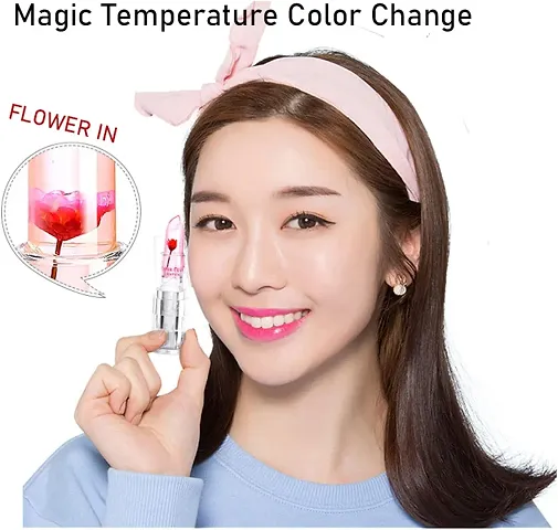 Crystal Blossom Jelly Lipstick Set,Magic MoodTemperaturePH Color Chaning Lip Blam, Long Lasting Moisturizing Nutritious Lip Balm and Lip Care