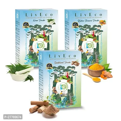 LivEco Neem Kasturi Turmeric Sandalwood Powder for Face Pack | DIY Herbal Face Ubtan 300gms
