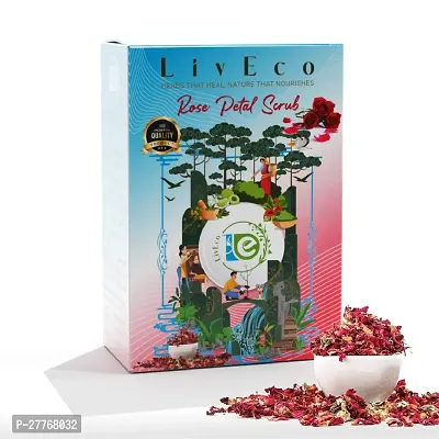 LivEco Rose Petals Body Scrub Powder | DIY Organic Herbal Gulab Powder Skin Scrub 300gms-thumb0