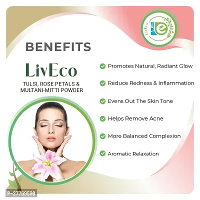 LivEco Tulsi Rose Petal Multani Mitti Powder for Face Pack | DIY Natural Face Ubtan 600gms-thumb5