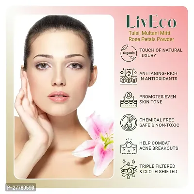 LivEco Tulsi Rose Petal Multani Mitti Powder for Face Pack | DIY Natural Face Ubtan 600gms-thumb3