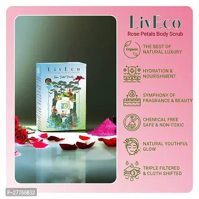 LivEco Rose Petals Body Scrub Powder | DIY Organic Herbal Gulab Powder Skin Scrub 300gms-thumb5