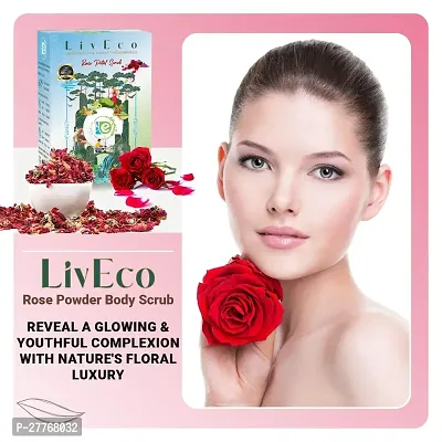 LivEco Rose Petals Body Scrub Powder | DIY Organic Herbal Gulab Powder Skin Scrub 300gms-thumb3